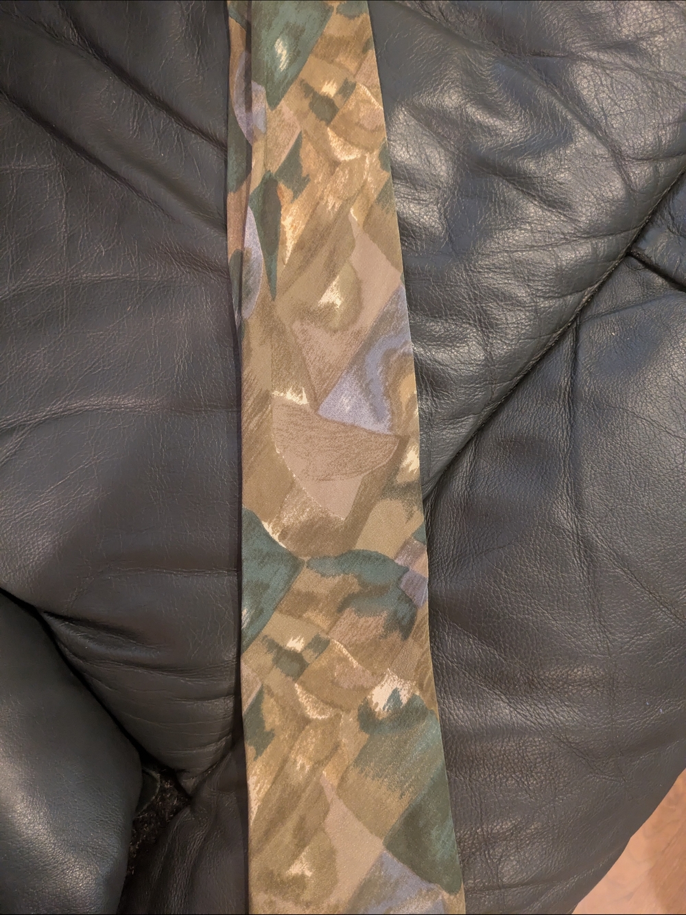 Fendi Olive, Taupe and Muted Blue Abstract Print Tie